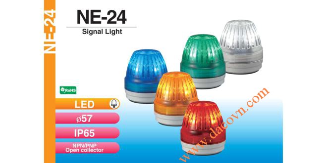 Đèn báo hiệu cảnh báo tín hiệu Patlite Φ57, LED, chống rung, IP65, NE-24