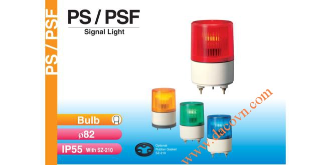 Đèn báo hiệu tín hiệu Patlite Φ82, bóng sợi đốt, nhấp nháy, IP55, PS/PSF