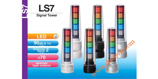 Đèn tháp tầng báo hiệu Patlite LED Φ70 âm báo 90dB, LS7