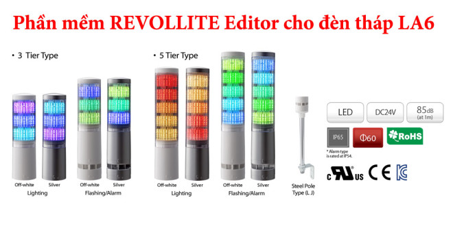 Phần mềm RevoLite Editor cho đèn tháp đa mầu, thời gian LA6